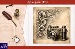 Vintage Floral Digital paper Bundle, Old paper scrapbook Product Image 8