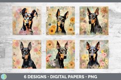Bundle of six Decoupage Doberman Pinschers Paper Backgrounds designs.