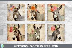 Bundle of six Decoupage Donkeys Paper Backgrounds designs.