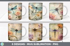 Bundle of six Decoupage Dragonflies Mug Wrap designs.