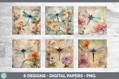 Bundle of six Decoupage Dragonflies Paper Backgrounds designs.