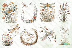 Vintage Dragonfly Sublimation Clipart Bundle Product Image 9