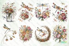 Vintage Dragonfly Sublimation Clipart Bundle Product Image 6