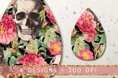 Skull And Wild Rose Teardrop Earring Bundle | Vintage Flower Product Image 2