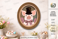 Easter Vintage Portrait Laser Cut. Wall Decor SVG Product Image 1