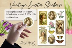 Vintage Easter Stickers Printable Stickers Pack PNG