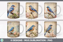 Bundle of six Decoupage Eastern Bluebirds Mug Wrap designs.