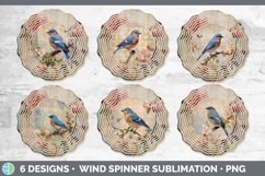 Bundle of six Decoupage Eastern Bluebirds Wind Spinner designs.