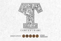 Vintage elegance initial t engraved monogram ornament Product Image 2