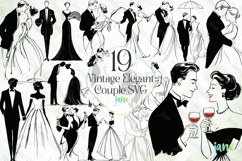 Vintage Elegant Couple SVG PNG Clipart Bundle Product Image 1