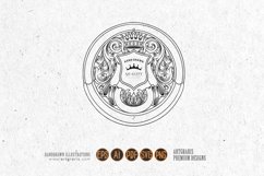 Vintage elegant crown badge label swirl monochrome Product Image 1