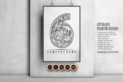 Vintage elegant flourish number 6 monogram logo monochrome Product Image 1