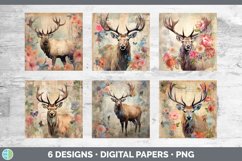 Bundle of six Decoupage Elks Paper Backgrounds designs.