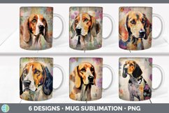 Bundle of six Decoupage English Coonhounds Mug Wrap designs.