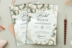 English white roses greenery bridal shower Invitation 157 Product Image 2