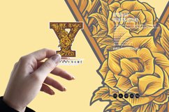 Vintage engraved floral ornament monogram initial Y Product Image 1