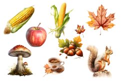 Vintage Fall Clipart Bundle, Autumn clipart, Set of 20 png Product Image 5