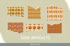 Vintage Fall Leaves Pattern Torn Paper - Scrapbooking PNG Product Image 1