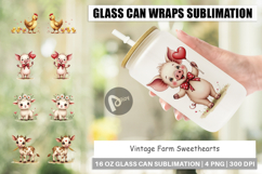 Vintage Farm Valentine Glass Can Wrap Product Image 1