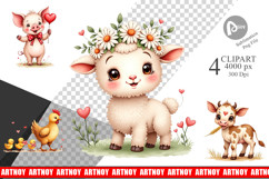 Vintage Farm Valentine Clipart Product Image 1