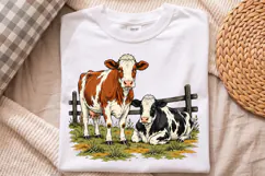 Vintage Farmhouse Cows Fence Design PNG, Country Cattle Product Image 2