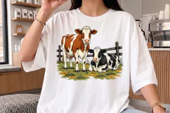 Vintage Farmhouse Cows Fence Design PNG, Country Cattle Product Image 3