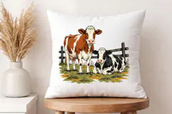 Vintage Farmhouse Cows Fence Design PNG, Country Cattle Product Image 4