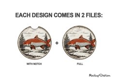 Fishing Car Coaster PNG, Vintage Fish Round Sublimation Product Image 2