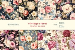 Vintage floral digital papers PNG Product Image 1