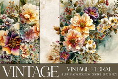Vintage Floral Background, Junk Journal Floral Papers, s10 Product Image 1