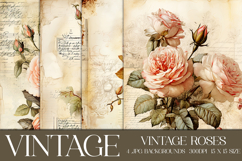 Vintage Roses Background, Junk Journal Floral Papers, s14 Product Image 1