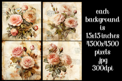 Vintage Roses Background, Junk Journal Floral Papers, s14 Product Image 2