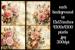 Vintage Roses Background, Junk Journal Floral Papers, s15 Product Image 2