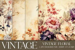 Vintage Floral Background, Junk Journal Floral Papers, sb17 Product Image 1