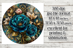 Vintage Floral Round Design, 10x10 Round Sublimation, d1 Product Image 2