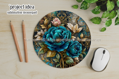 Vintage Floral Round Design, 10x10 Round Sublimation, d1 Product Image 3