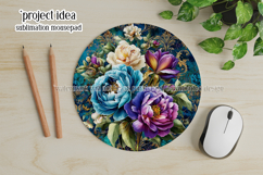 Vintage Floral Round Design, 10x10 Round Sublimation, d10 Product Image 3