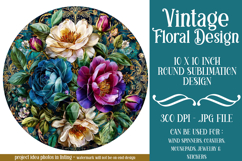 Vintage Floral Round Design, 10x10 Round Sublimation, d12 Product Image 1
