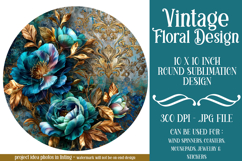 Vintage Floral Round Design, 10x10 Round Sublimation, d13 Product Image 1