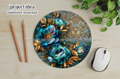 Vintage Floral Round Design, 10x10 Round Sublimation, d13 Product Image 3