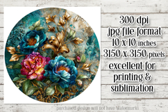 Vintage Floral Round Design, 10x10 Round Sublimation, d14 Product Image 2