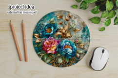 Vintage Floral Round Design, 10x10 Round Sublimation, d14 Product Image 3