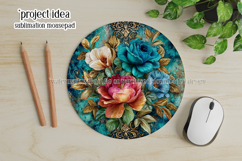 Vintage Floral Round Design, 10x10 Round Sublimation, d15 Product Image 3
