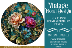 Vintage Floral Round Design, 10x10 Round Sublimation, d16 Product Image 1