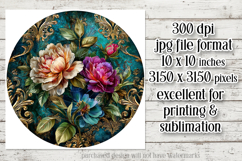 Vintage Floral Round Design, 10x10 Round Sublimation, d16 Product Image 2