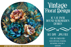 Vintage Floral Round Design, 10x10 Round Sublimation, d17 Product Image 1