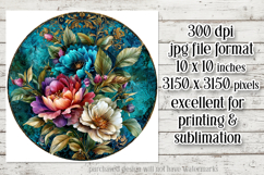 Vintage Floral Round Design, 10x10 Round Sublimation, d18 Product Image 2