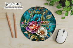 Vintage Floral Round Design, 10x10 Round Sublimation, d18 Product Image 3