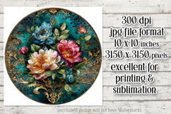 Vintage Floral Round Design, 10x10 Round Sublimation, d19 Product Image 2