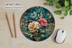 Vintage Floral Round Design, 10x10 Round Sublimation, d19 Product Image 3
